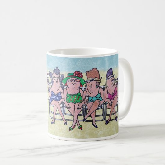 中高年入浴ビーチ美しいコーヒーマグ コーヒーマグカップ (正面右)