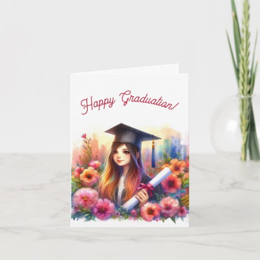 中高生が幸せな卒業 カード (正面)