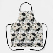 中黒ガーリー白フローラプリントエプロン エプロン (正面)