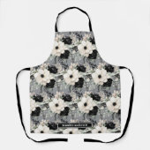 中黒ガーリー白フローラプリントエプロン エプロン (正面)