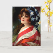 中7月のブランクのVintage Art第4旗の女性 カード (黄色い花)