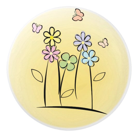 串に刺された花セラミックプルまたはノブ セラミックノブ (正面)