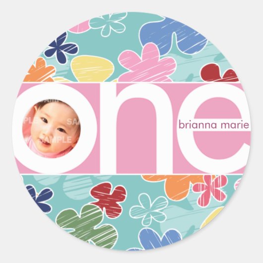 串に刺された花番号シール ラウンドシール (正面)