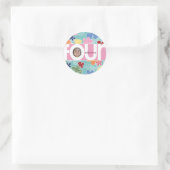 串に刺された花番号シール ラウンドシール (バッグ)