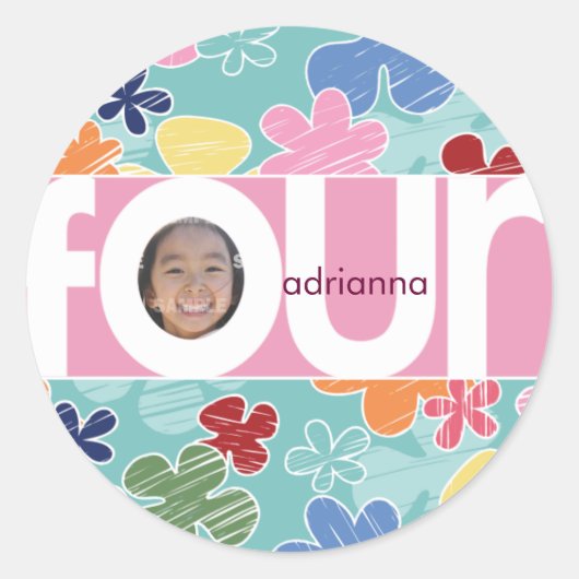 串に刺された花番号シール ラウンドシール (正面)