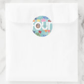 串に刺された花4th誕生日シール ラウンドシール (バッグ)