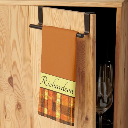 串に刺したオレンジパーソナライズされた色の キッチンタオル (三つ折り)