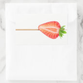 串に刺したハート型のイチゴ 長方形シール (バッグ)