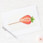 串に刺したハート型のイチゴ 長方形シール (封筒)