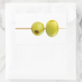 串に刺した青いオリーブ 長方形シール (バッグ)