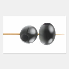 串に刺した黒いオリーブ 長方形シール