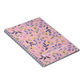 串に刺すような花ハート鳥つる植物ピンク ノートブック (右側)