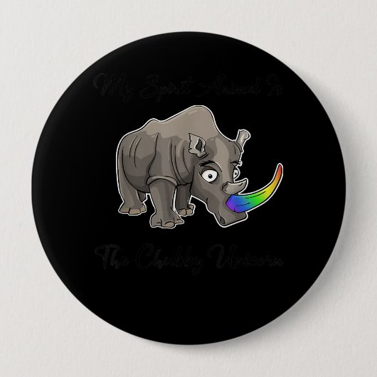 丸々としたユニコーンおもしろいサイかわいい動物 缶バッジ (正面)