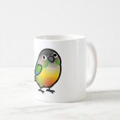丸々とした黄色い側面の緑の頬の構成 コーヒーマグカップ (正面右)