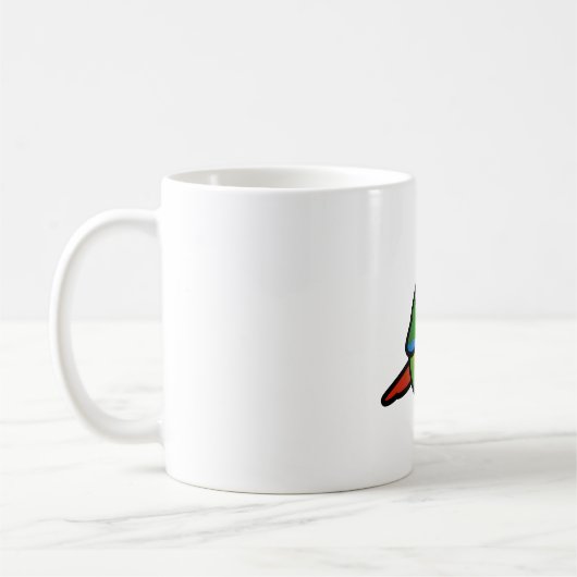 丸々とした黄色い側面の緑の頬の構成 コーヒーマグカップ (左)
