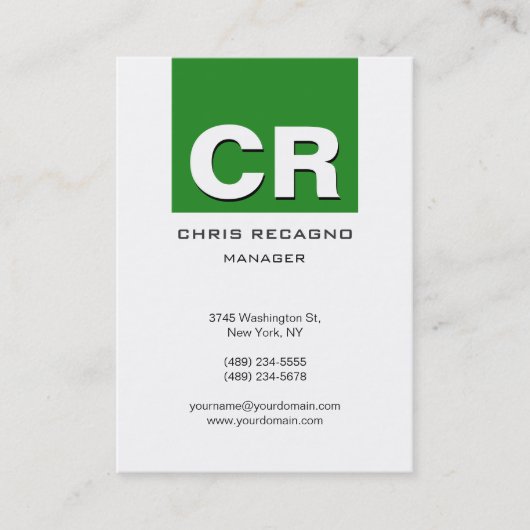 丸々と垂直の森の緑の白い名刺 名刺 (正面)