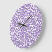 丸いかわいらし壁時計、スミレとチェックのギンガム ラージ壁時計 (傾斜)
