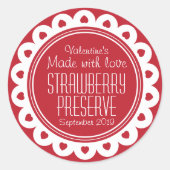丸いちご保存用またはジャムびん食品ラベル ラウンドシール (正面)