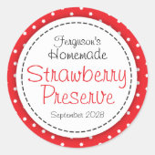 丸いちご保存用またはジャムびん食品ラベル ラウンドシール (正面)