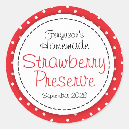 丸いちご保存用またはジャムびん食品ラベル ラウンドシール (正面)