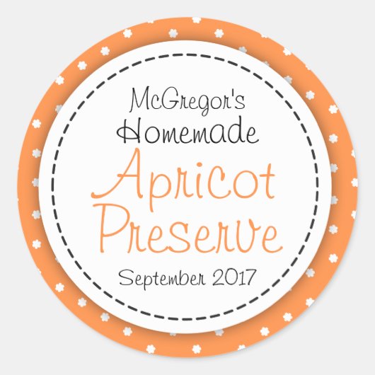 丸いアプリコットがジャムのオレンジの食品ラベルを保存 ラウンドシール (正面)