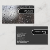 丸いエッジラベル – 窓に雨 名刺 (正面/裏面)