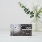 丸いエッジラベル – 窓に雨 名刺 (スタンド正面)