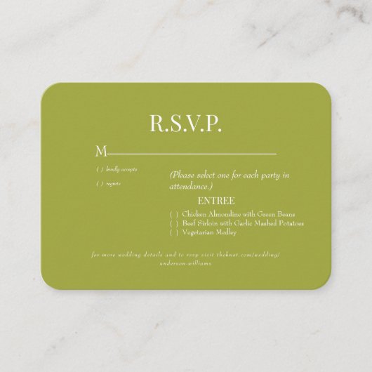 丸いオリーブのディナー結婚オプション エンクロージャーカード (正面)