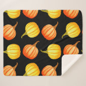 丸いオレンジと黄色のカボチャ。シームレスな水冷 シェルパブランケット (正面(横))