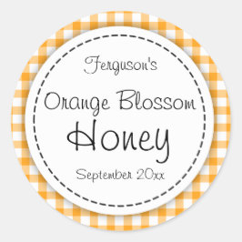 丸いオレンジ色の花蜜オレンジ色の瓶トップラベル ラウンドシール