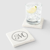 丸いカーリースクリプトモノグラム ストーンコースター (横)