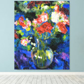 丸いガラスの花瓶のカーネーション キャンバスプリント (インサイチュ (ウッドフロア))