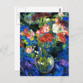 丸いガラスの花瓶のカーネーション ポストカード (正面/裏面)