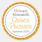 丸いクインズの保存またはジャムの瓶の食品ラベル ラウンドシール (正面)