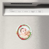 丸いクリスマス写真マグネットをカスタマイズしよう マグネット (インサイチュ (食洗機))