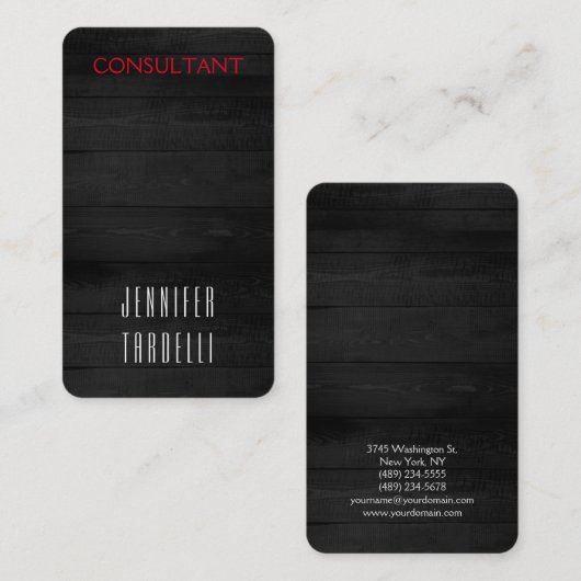 丸いコーナーグレーの木の背景エレガント 名刺 (正面/裏面)