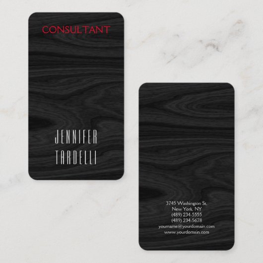 丸いコーナーグレーの木の背景エレガント 名刺 (正面/裏面)