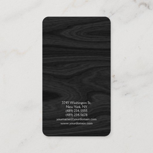 丸いコーナーグレーの木の背景エレガント 名刺 (裏面)