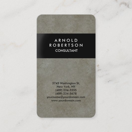 丸いコーナーグレーストーンウォールブラックエレガント 名刺 (正面)