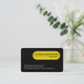 丸いコーナーパターン黒い黄色の名刺 名刺 (スタンド正面)