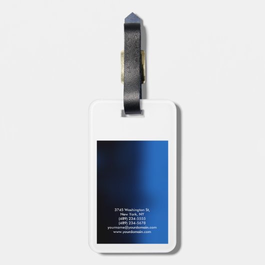 丸いコーナーブルー白エレガントモダン ラゲッジタグ (裏面縦)