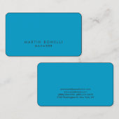 丸いコーナーミニマルモダンリストプレーンブルー 名刺 (正面/裏面)