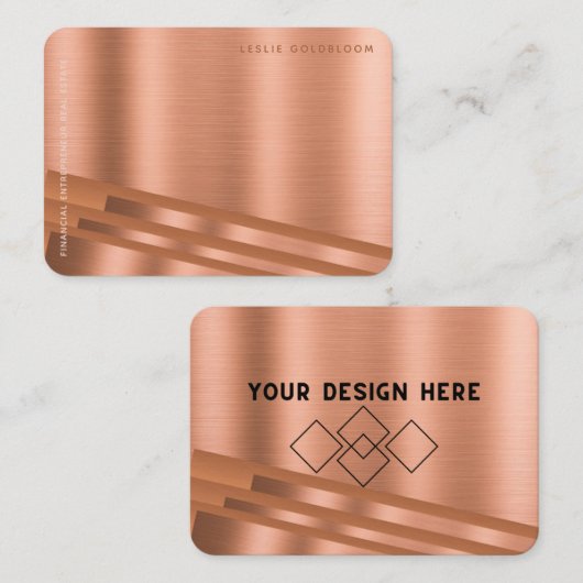 丸いコーナー厚いカード銅金属の外観 名刺 (正面/裏面)