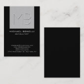 丸いシルバーグレーの黒い背景の名刺 名刺 (正面/裏面)