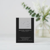 丸いシルバーグレーの黒い背景の名刺 名刺 (スタンド正面)