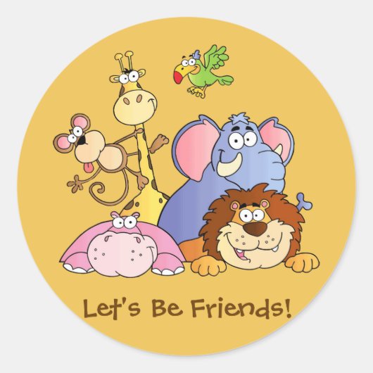 丸いシール – ジャングル動物 ラウンドシール (正面)