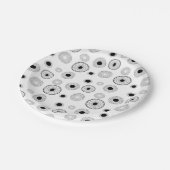 丸いスターバーストパターン - 黒と白 ペーパープレート (アングル)
