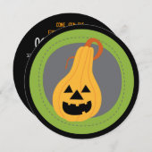 丸いステッチされたカボチャのハロウィーン招待状 招待状 (正面/裏面)