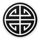 丸いセラミックドアノブの白黒記中国の号 セラミックノブ (正面)