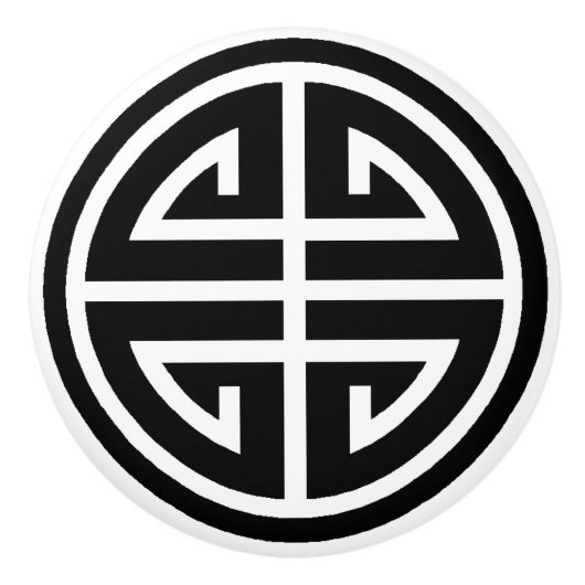 丸いセラミックドアノブの白黒記中国の号 セラミックノブ (正面)